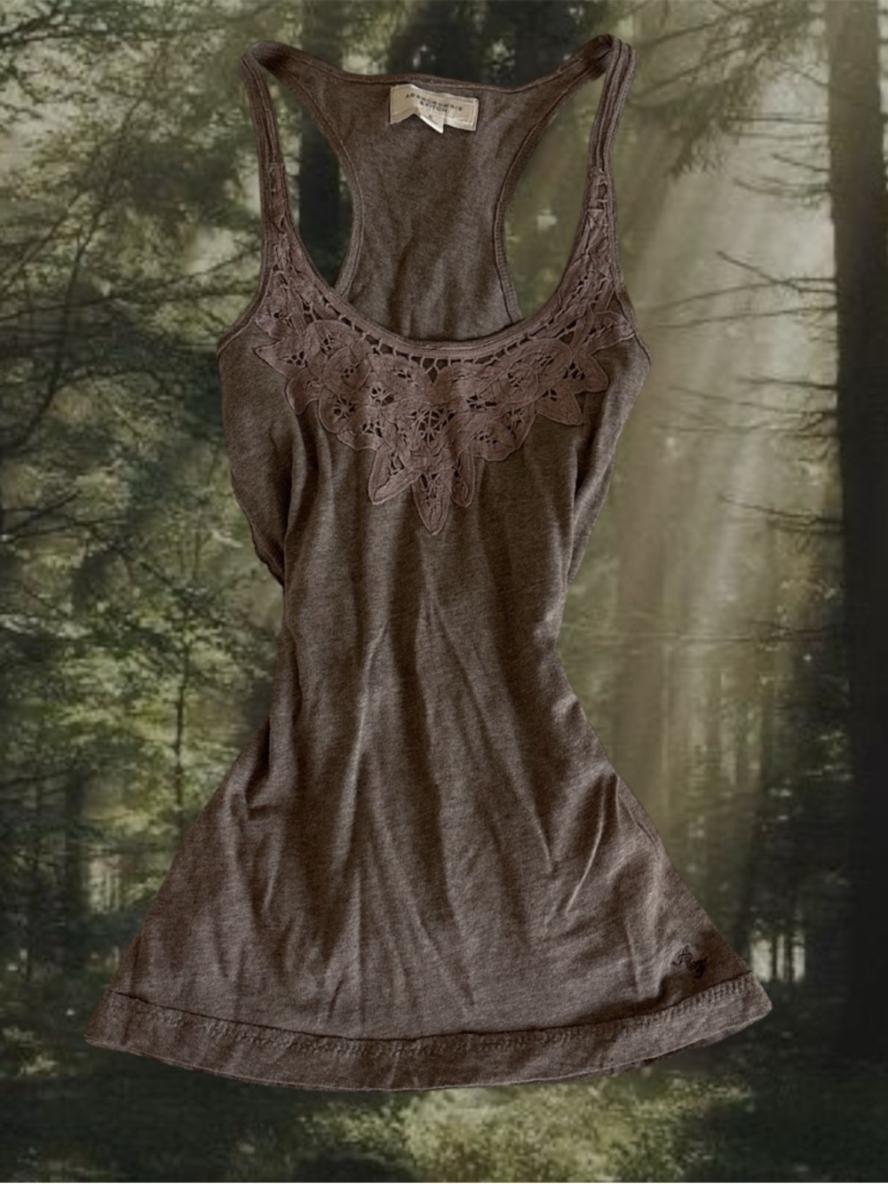 Crochet Detail Racerback Tank - Brown